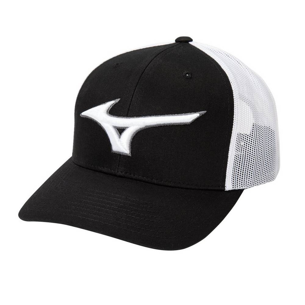 Chapéu Mizuno Baseball Diamond Trucker - Homem - Pretas/Branco - HOYTL3126